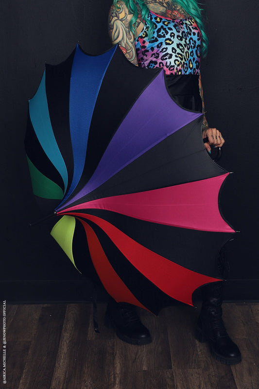 Batwing Pagoda Umbrella Goth Rainbow