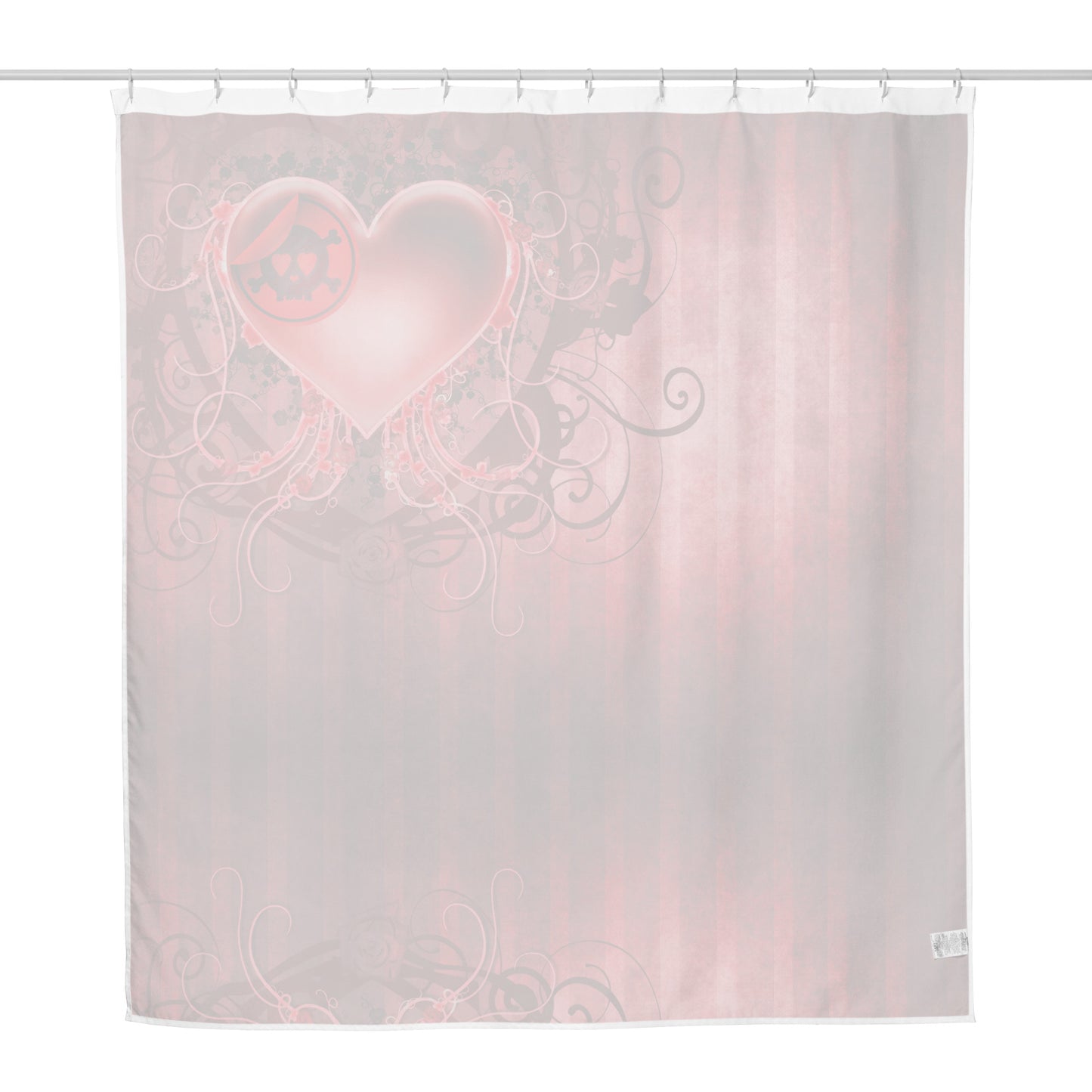 Skull Heart Shower Curtain