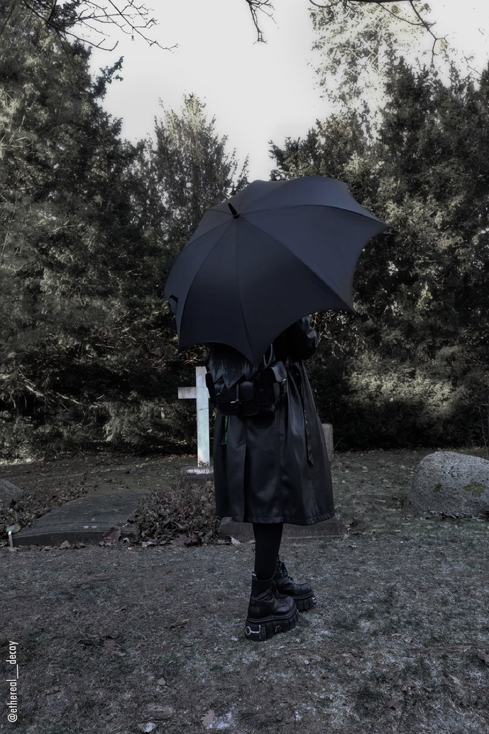 Wednesday Funeral Procession Umbrella BLACK