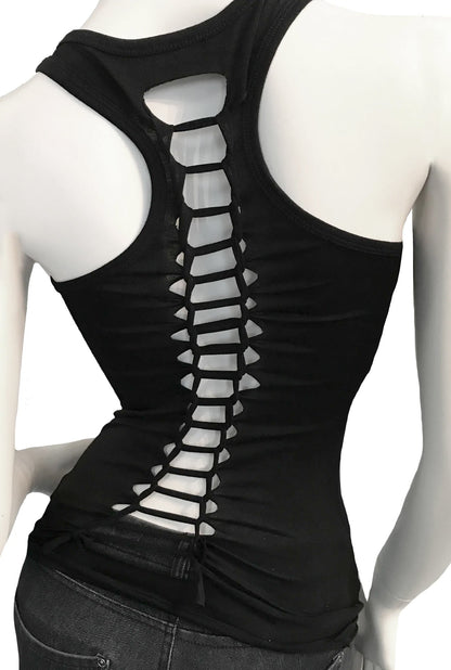 Wild & Free Ribcage Slashed Biker Tank