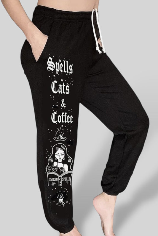 Spells Cats and Coffee "Boyfriend" Sweat Pants