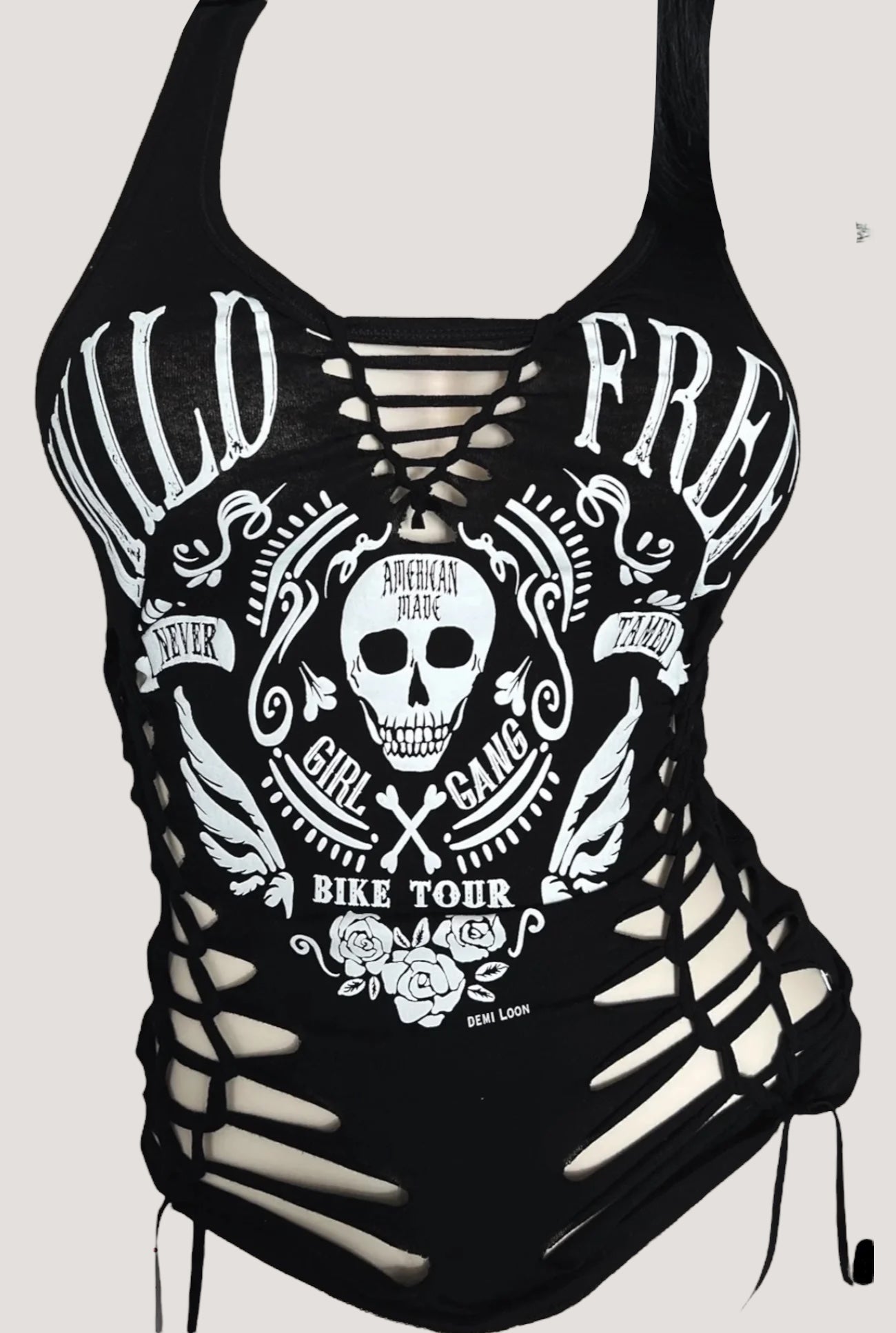 Wild & Free Ribcage Slashed Biker Tank