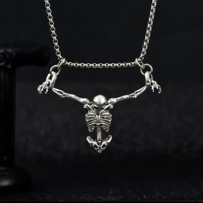 Crucified Corpse Pendant Necklace | Silver Chain | Gothic Fashion Jewelry