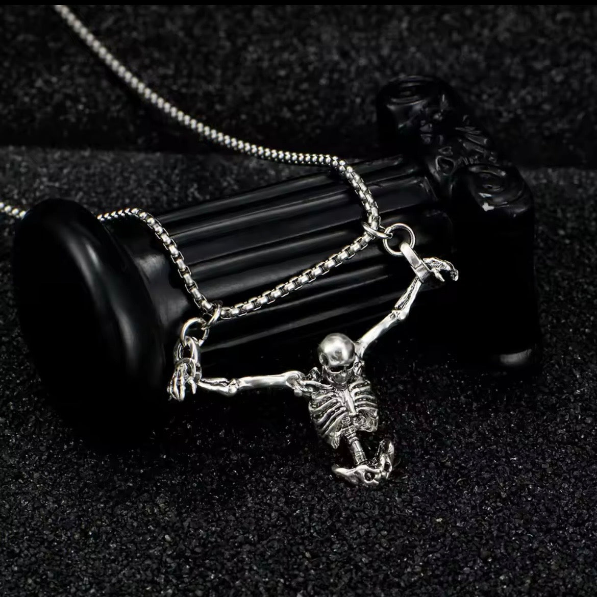 Crucified Corpse Pendant Necklace | Silver Chain | Gothic Fashion Jewelry