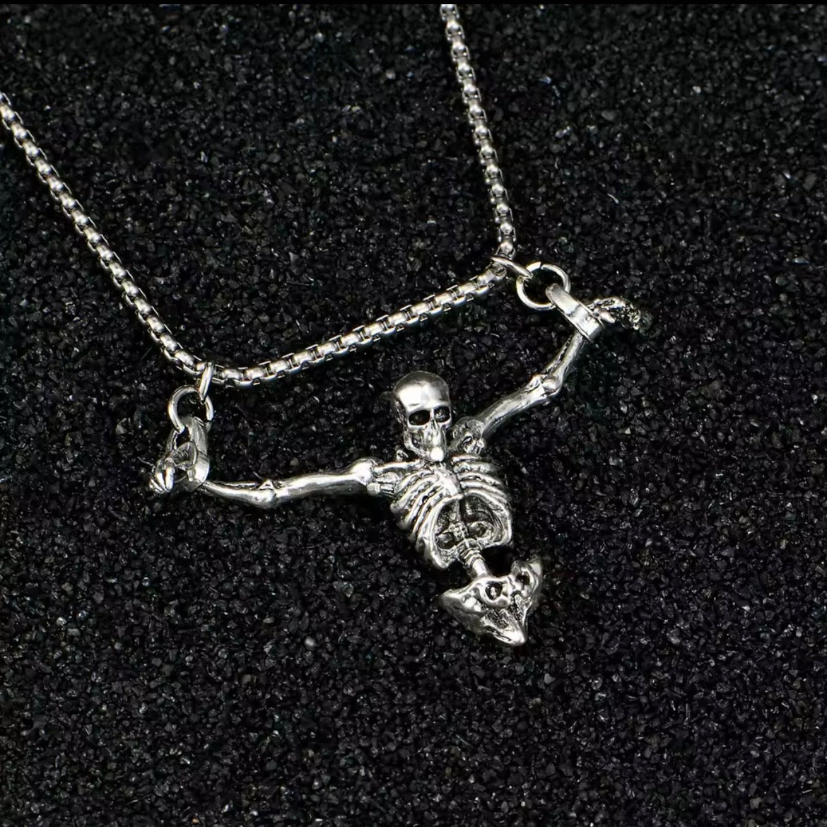 Crucified Corpse Pendant Necklace | Silver Chain | Gothic Fashion Jewelry