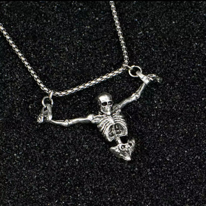 Crucified Corpse Pendant Necklace | Silver Chain | Gothic Fashion Jewelry