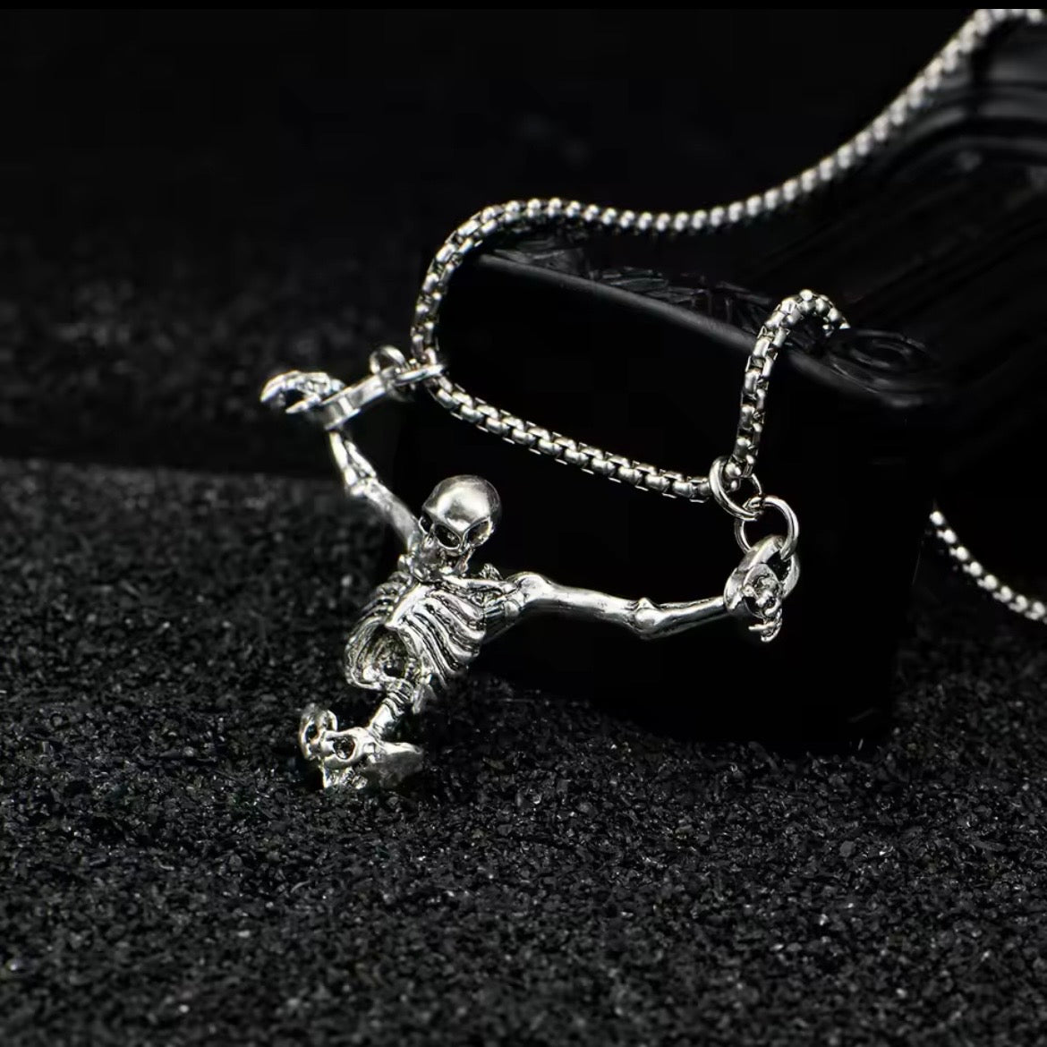 Crucified Corpse Pendant Necklace | Silver Chain | Gothic Fashion Jewelry