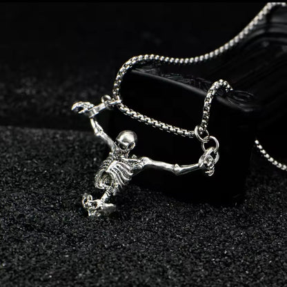 Crucified Corpse Pendant Necklace | Silver Chain | Gothic Fashion Jewelry