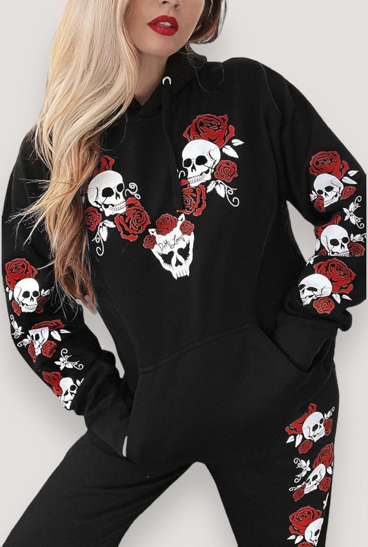Love to Death Skulls & Roses Boyfriend Fit Hoodie