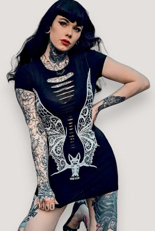 VAMPIRE Lace Wings SS Mini Dress