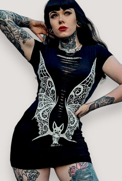 VAMPIRE Lace Wings SS Mini Dress