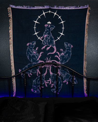 Rat King - Dark Folklore Woven Blanket
