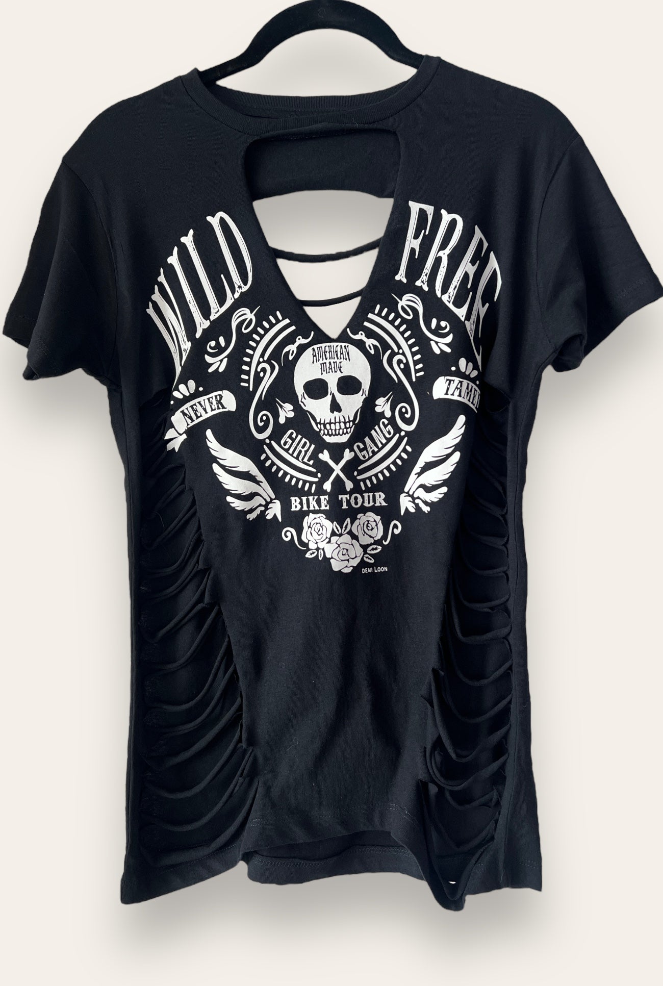 Wild & Free Slashed Distressed Vintage Festival Tee