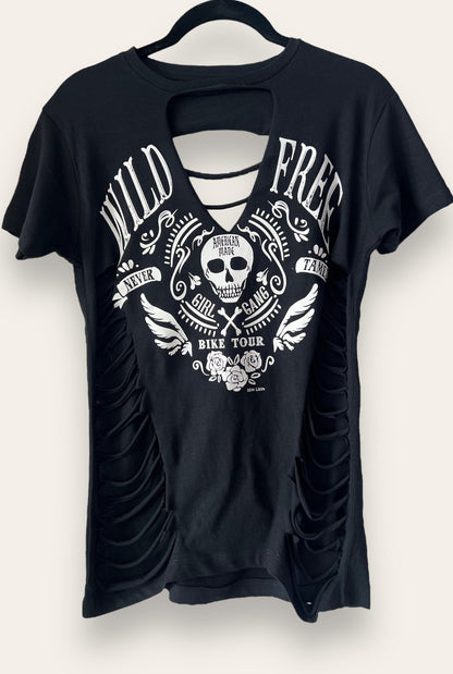 Wild & Free Slashed Distressed Vintage Festival Tee