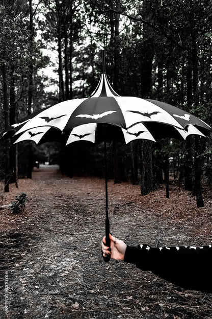Batwing Pagoda Umbrella Batty Black and White