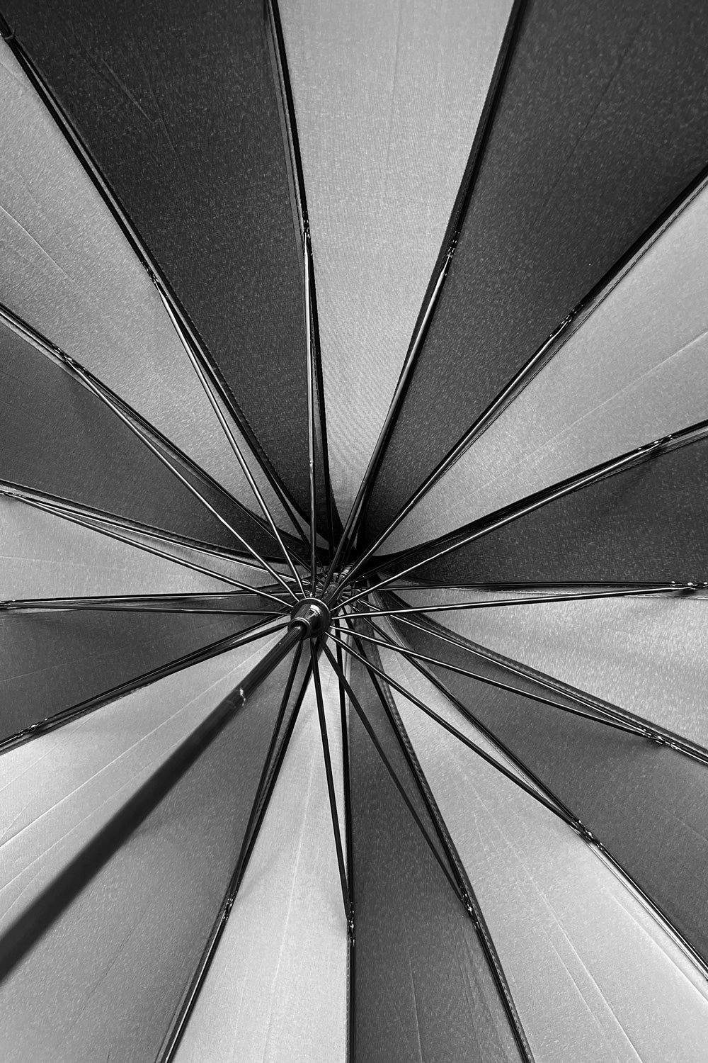 Batwing Pagoda Umbrella BLACK and GRAY STRIPED