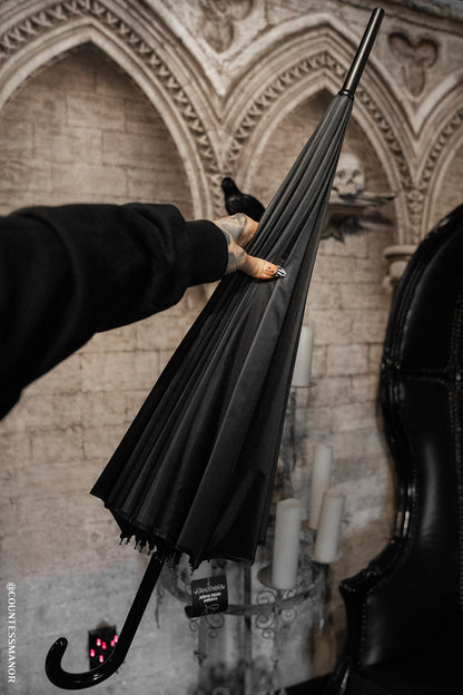 Batwing Pagoda Umbrella BLACK and GRAY STRIPED