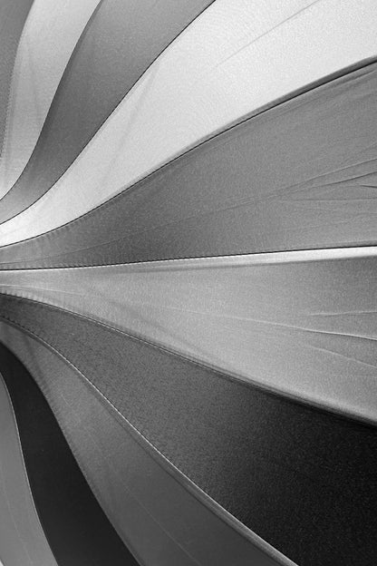 Batwing Pagoda Umbrella BLACK and GRAY STRIPED