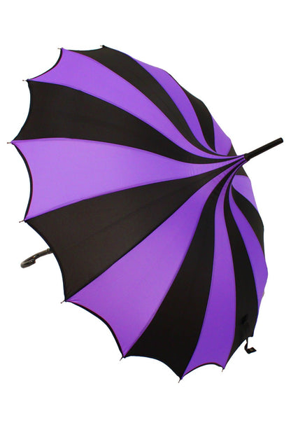 Batwing Pagoda Umbrella BLACK and LIGHT PURPLE