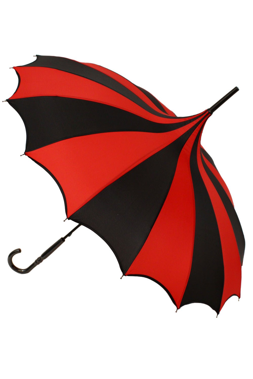Batwing Pagoda Umbrella BLACK and RED STRIPED