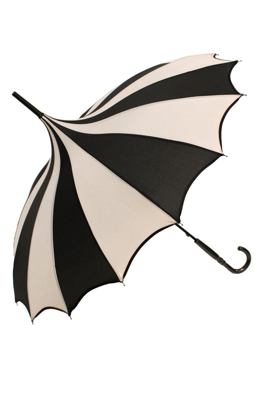 Batwing Pagoda Umbrella BLACK and WHITE STRIPED