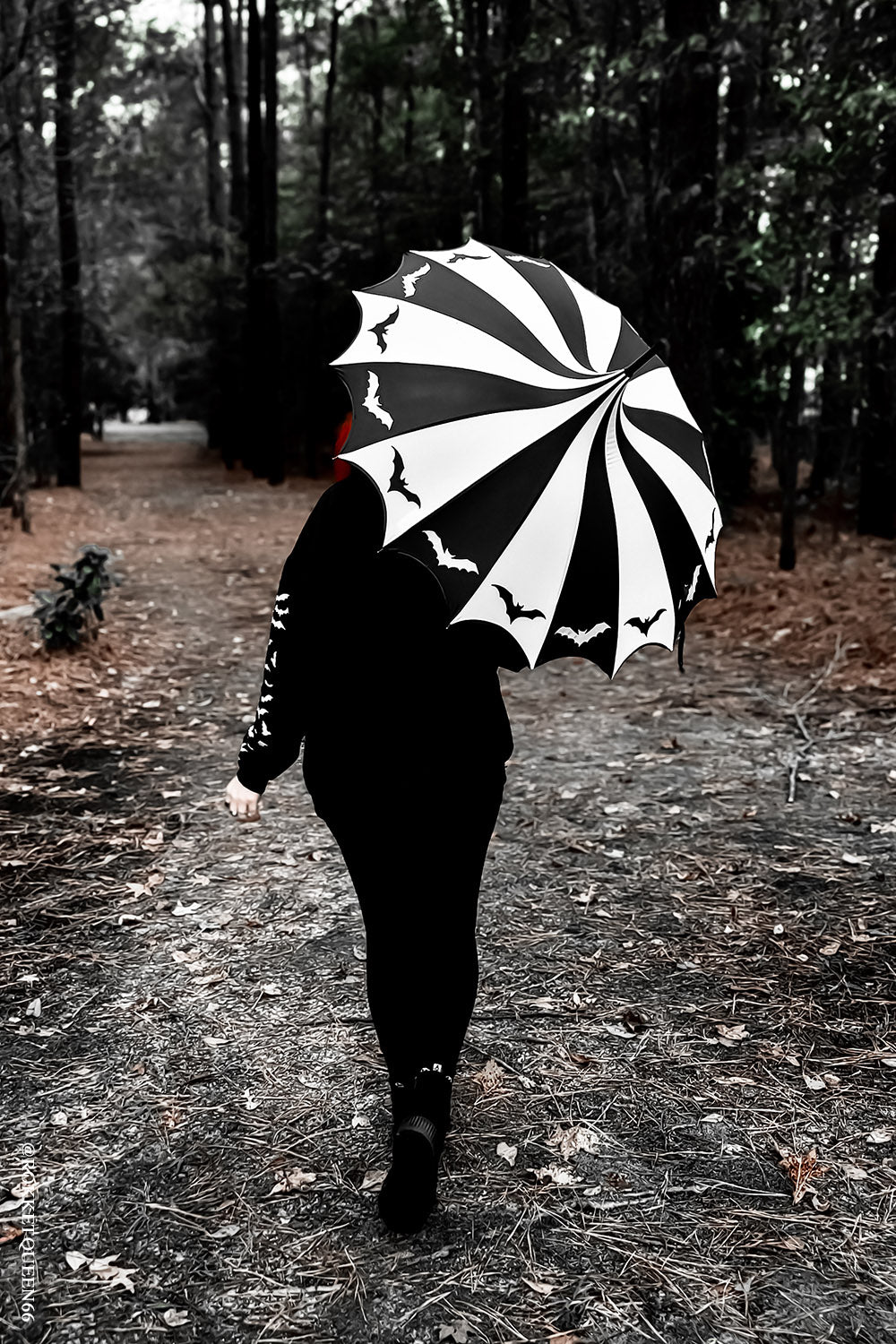 Batwing Pagoda Umbrella Batty Black and White