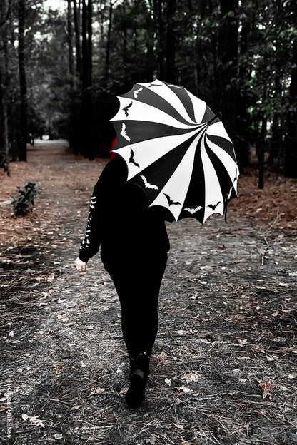 Batwing Pagoda Umbrella Batty Black and White