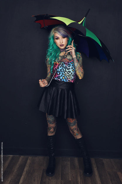 Batwing Pagoda Umbrella Goth Rainbow