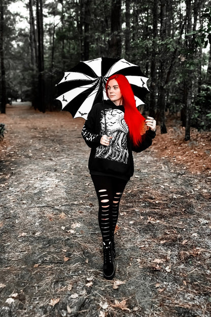 Batwing Pagoda Umbrella Batty Black and White