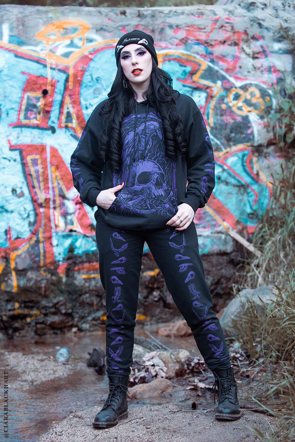 Death Raven Hoodie w/ Crow Sleeves [PURPLE]