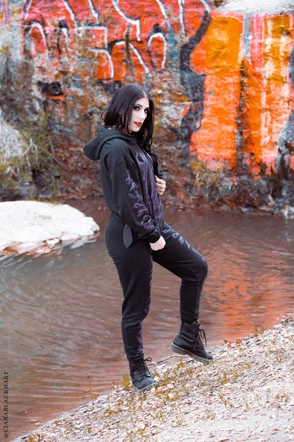 Death Raven Hoodie w/ Crow Sleeves [PURPLE]