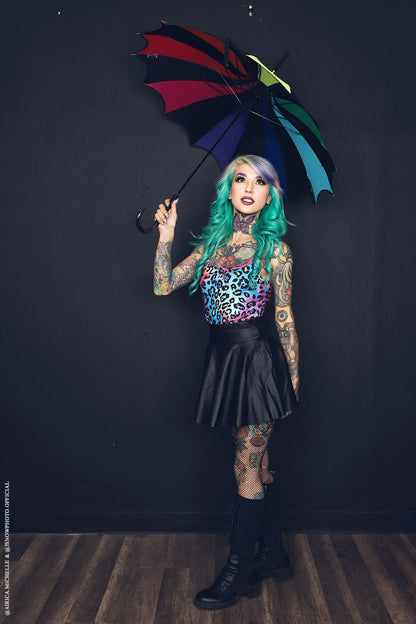 Batwing Pagoda Umbrella Goth Rainbow