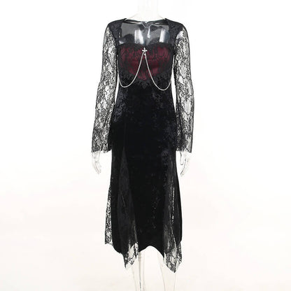 Floral Pattern Polyester Gothic Cheongsam Dress