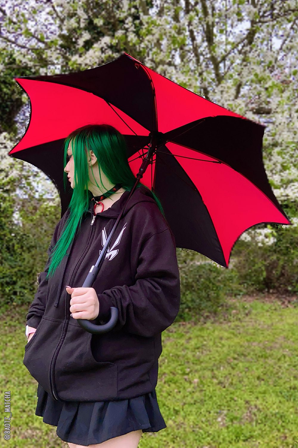 Funeral Procession Umbrella BLACK and RED