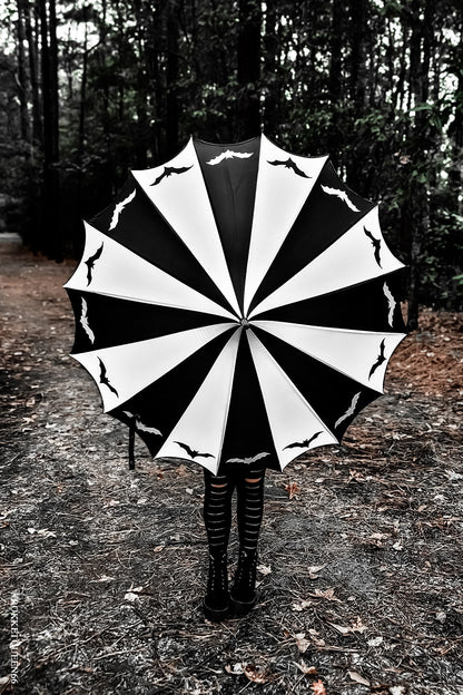 Batwing Pagoda Umbrella Batty Black and White
