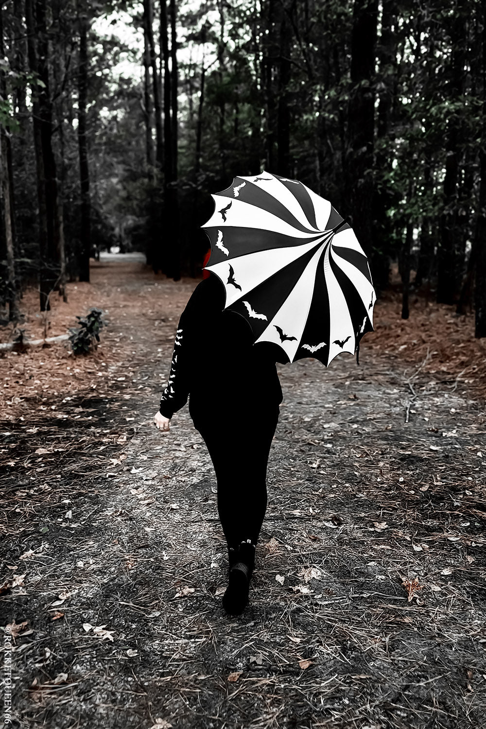 Batwing Pagoda Umbrella Batty Black and White