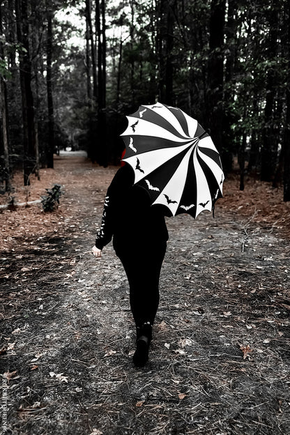 Batwing Pagoda Umbrella Batty Black and White