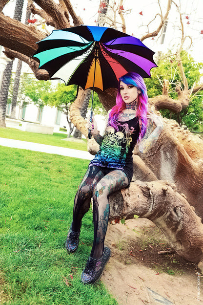 Batwing Pagoda Umbrella Goth Rainbow
