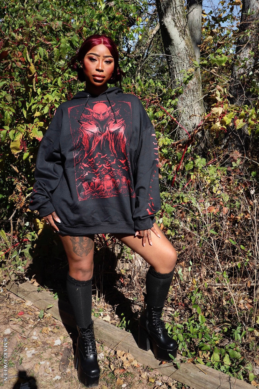 Nosferatu Hoodie w/ Red Bat Sleeves