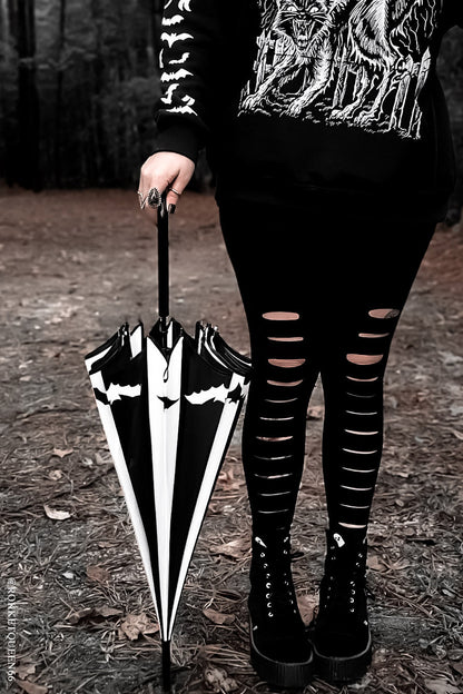 Batwing Pagoda Umbrella Batty Black and White