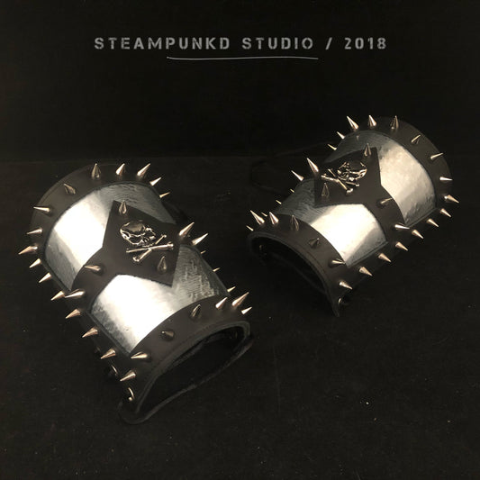 Arm Guards | Handmade | Skulls Spikes Leather Steel