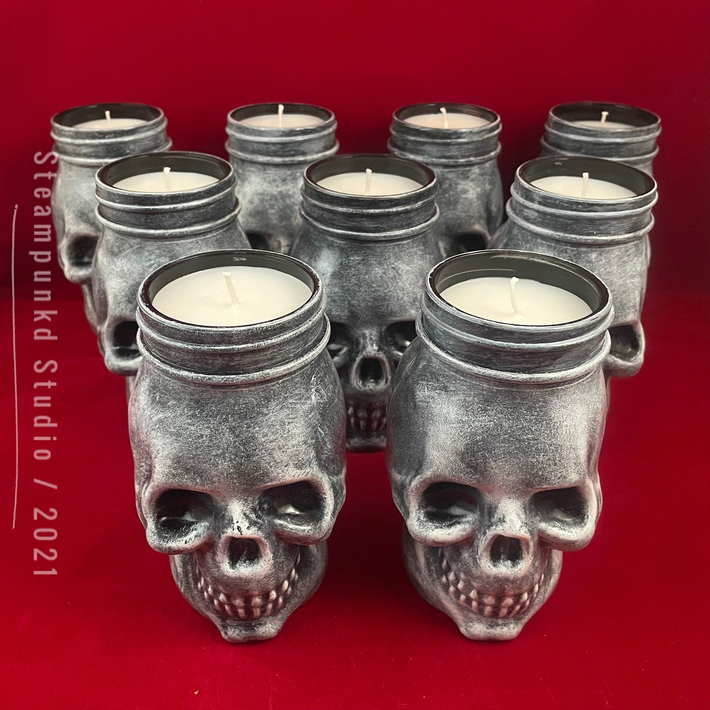 Skull Candle 16oz Unscented Paraffin | Gothic Home Decor | Spooky Halloween Gift