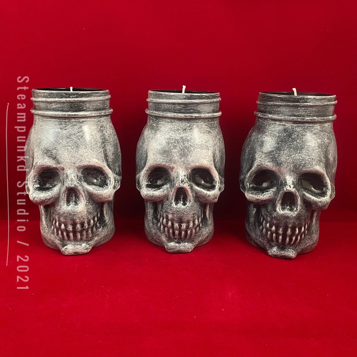 Skull Candle 16oz Unscented Paraffin | Gothic Home Decor | Spooky Halloween Gift