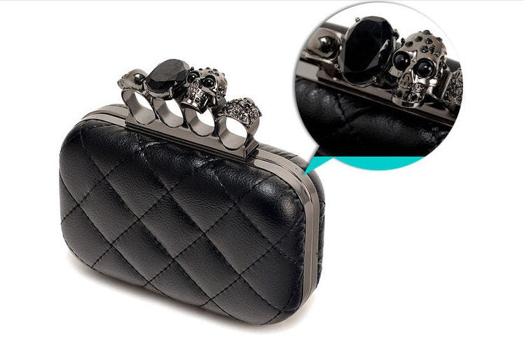 Skull Ring Clutch | Retro Vintage Fashion Evening Bag | Cute Dark Gothic