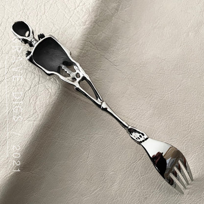 Skeleton Flatware Set | 1 Spoon + 1 Fork + 1 Knife Kitchen Tableware | Gothic Halloween Silverware