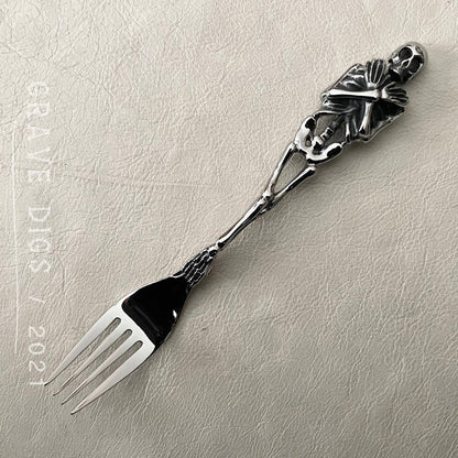 Skeleton Flatware Set | 1 Spoon + 1 Fork + 1 Knife Kitchen Tableware | Gothic Halloween Silverware