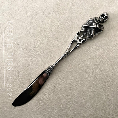 Skeleton Flatware Set | 1 Spoon + 1 Fork + 1 Knife Kitchen Tableware | Gothic Halloween Silverware