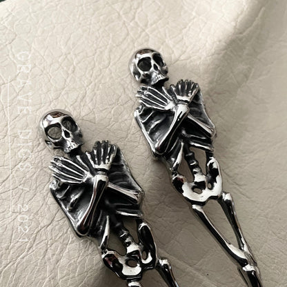 Skeleton Flatware Set | 1 Spoon + 1 Fork + 1 Knife Kitchen Tableware | Gothic Halloween Silverware