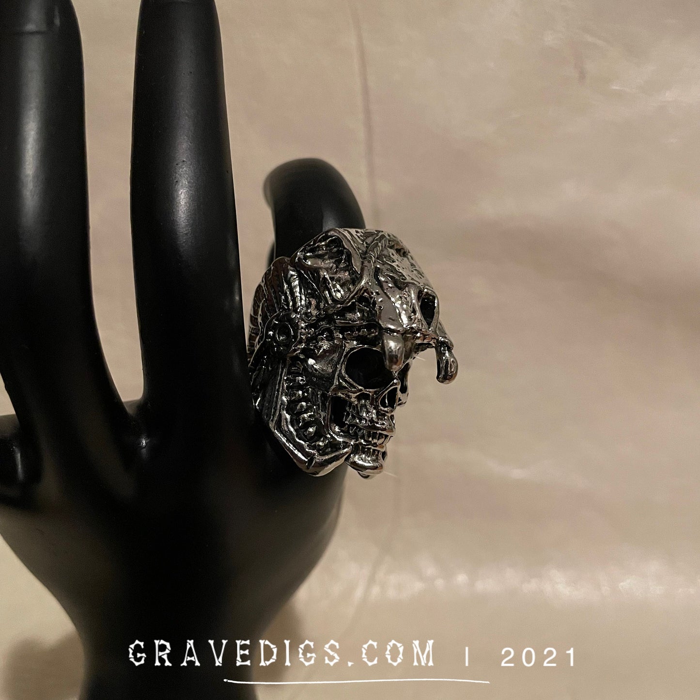 Tribal Beast Crown Skull Ring | Stainless Steel | Gothic Horror Fantasy Halloween