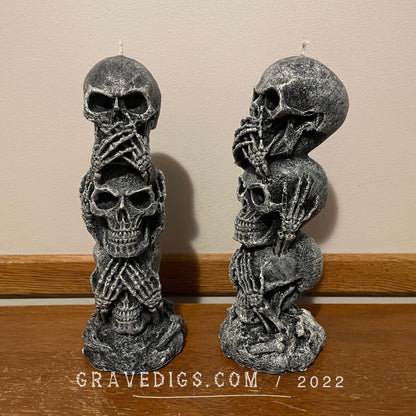 Mega Skull Candle Set Unscented Paraffin | Gothic Home Decor | Spooky Halloween Gift